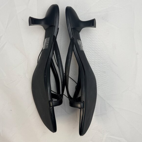A New Day Sandals Womens 11 Black Faux Leather Kitten Heel Strappy Slide - Picture 3 of 10